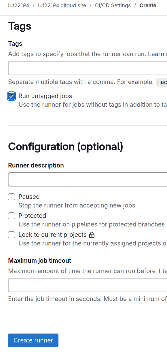 create runner
