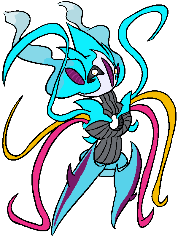 Attack forme. Diana has three tentacles, ordered Cyan, Yellow, Magenta from top to bottom, larger ears with more wispiness coming off of them, and a three-pronged head reminiscent of a meteor impact.