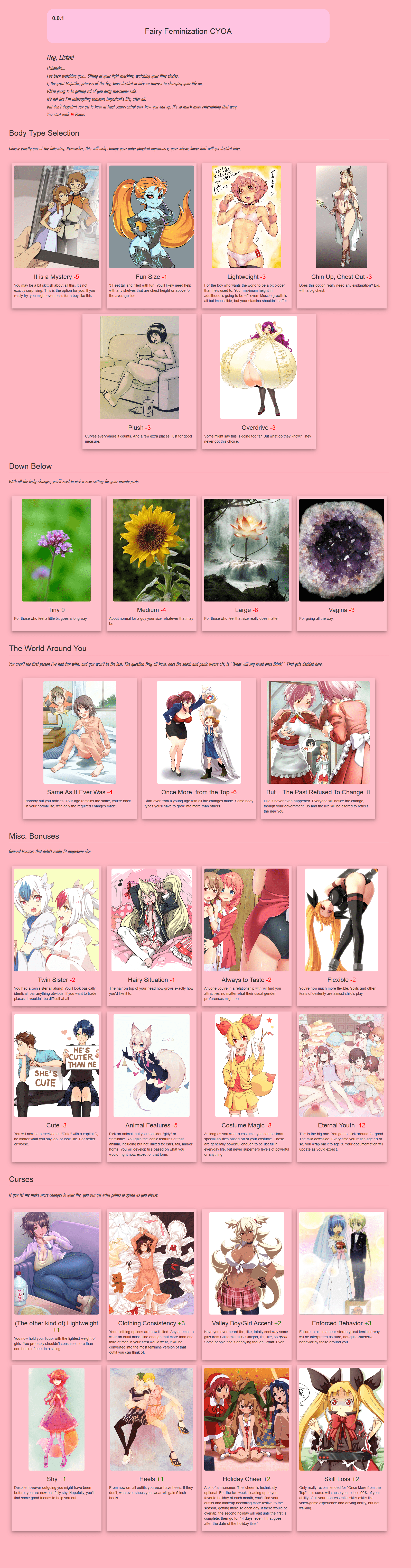 Fairy Feminization CYOA.